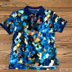 Robert Graham Mens Blue Multi Gem-Print Polo XL